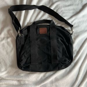 VINTAGE 1980's Black Denim Canvas Briefcase Messenger Bag With StrapMade in USA